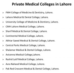 private medical colleges in lahore