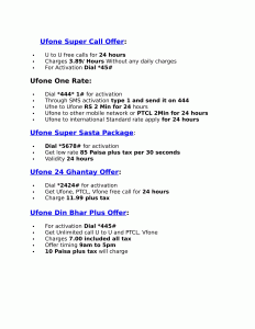 ufone daily call package